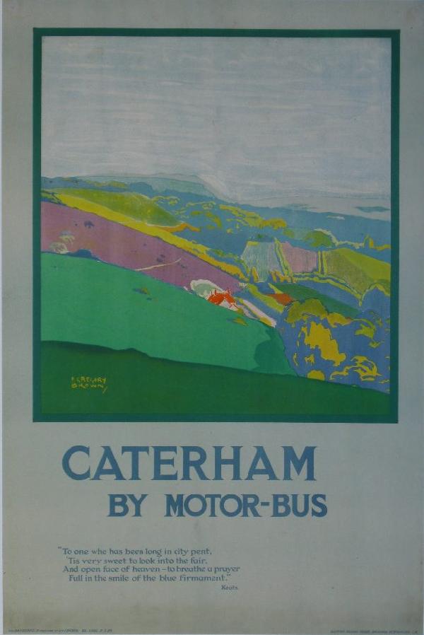 F Gregory Brown (1887-1948) Caterham by Motor-Bus,: F Gregory Brown (1887-1948) Caterham by Motor-Bus, original poster printed for Underground Electric Railways by Dangerfield 1920 - 76 x 51 cm