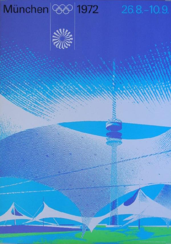 Otl Aicher Olympic Games Munchen 1972 26.8 - 10.9: Otl Aicher Olympic Games Munchen 1972 26.8 - 10.9, original poster printed by Mandruck - 85 x 59 cm