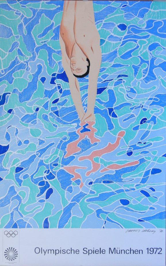 David Hockney Olympische Spiele Munchen 1972, orig: David Hockney Olympische Spiele Munchen 1972, original poster printed by Edition Olympia 1971 - 101 x 64 cm