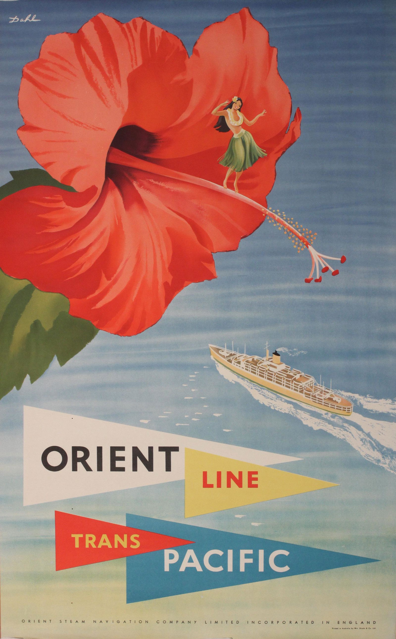 Dahl Orient Line Trans Pacific, original poster printed (1 of 1)