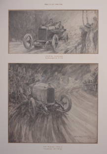 Frederick Gordon Crosby (1885-1943) At Speed In the: Frederick Gordon Crosby (1885-1943) At Speed In the Shelsley Walsh Hill - Climb, C.A. Bird Indianapolis Sunbeam FTD and G.D.Pearce-Jones 30-98 h.p. Vauxhall at the end of his sensational skid round th