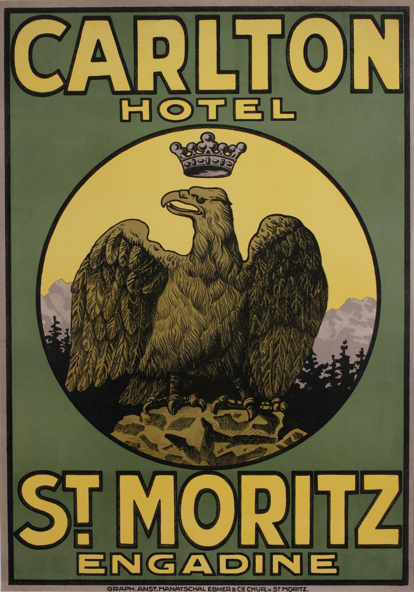 Carlton Hotel St. Moritz, original poster printed by (1 of 1)