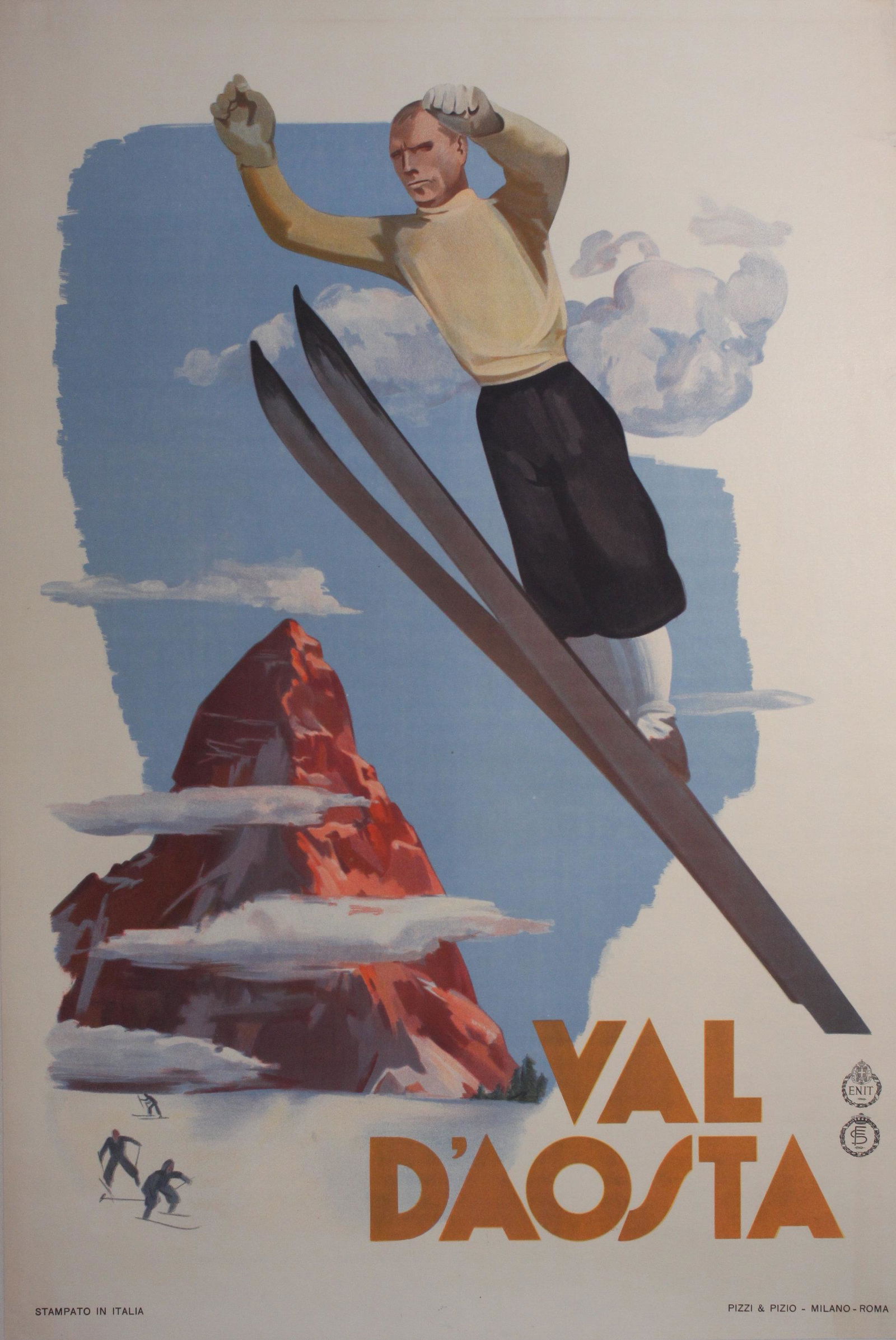 Franz Lennart Val D'Aosta, original poster printed for: Franz Lennart Val D'Aosta, original poster printed for Italian Railways by Pizzi & Pizio Milano Roma - 100 x 68 cm