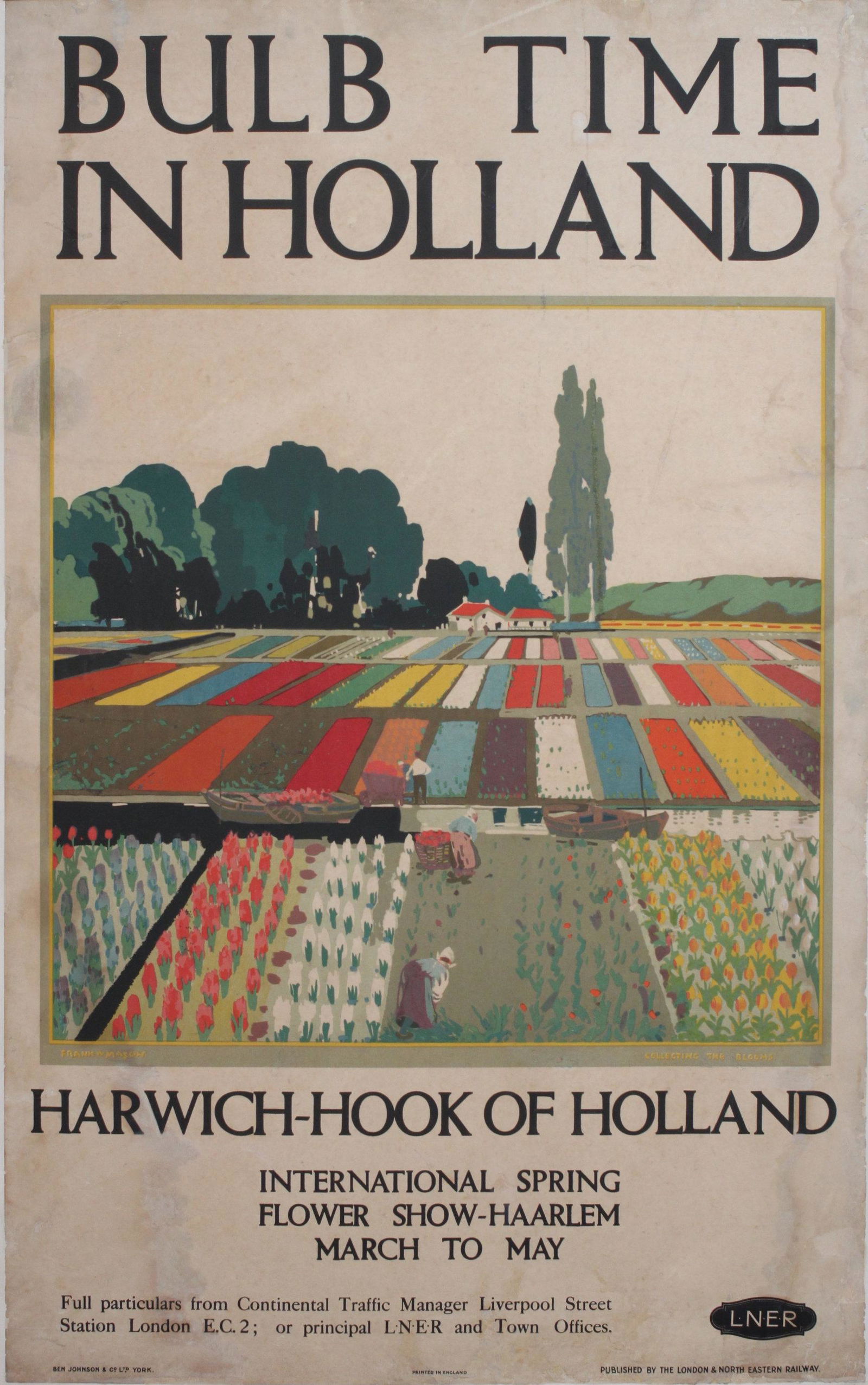Frank H Mason (1875-1963) Bulb Time In Holland,: Frank H Mason (1875-1963) Bulb Time In Holland, original poster printed for LNER by Ben Johnson c.1928 - 102 x 63 cm