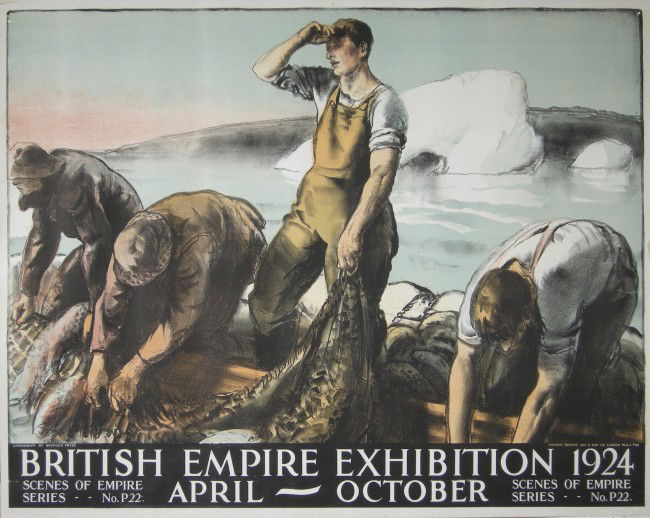 Gerald Spencer Pryse (1881-1956) British Empire Exh: Gerald Spencer Pryse (1881-1956) British Empire Exhibition 1924, Scenes of Empire Series No P22 (Landing the catch) original lithograph poster printed by Vincent Brooks Day 1924 - 102 x 127 cm