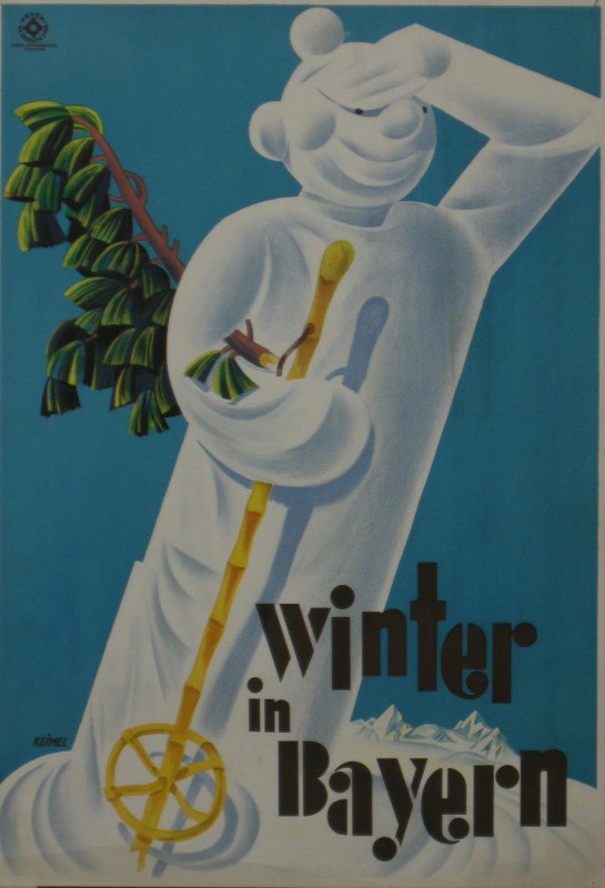 Keimel (Hermann 1889-1948) Winter in Bayern, origin: Keimel (Hermann 1889-1948) Winter in Bayern, original poster printed by Herm Sonntag - 59 x 41 cm; and another Germany wants to see you, original poster - 74 x 50 cm (2)