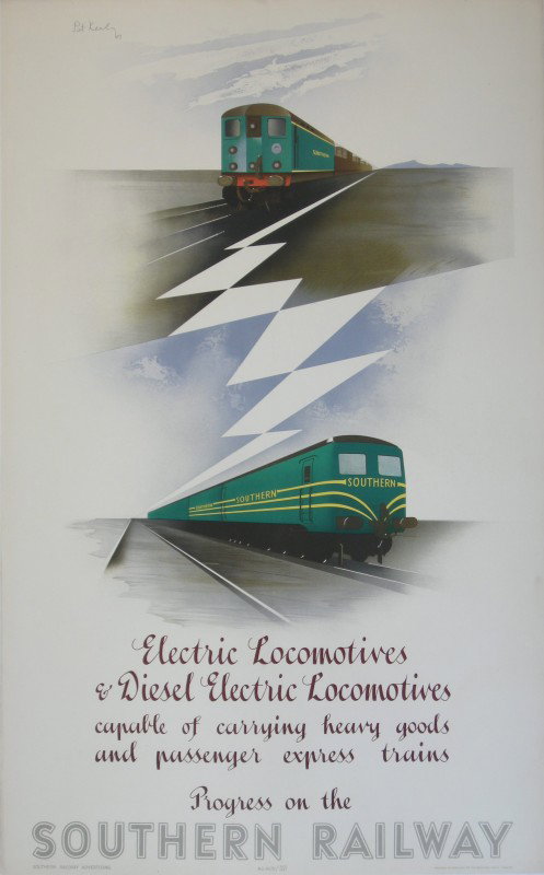 Pat Keely (died 1970) Progress on the Southern Rai: Pat Keely (died 1970) Progress on the Southern Railway, original poster Ad No 5670 printed by Baynard Press 1947 - 102 x 63 cm