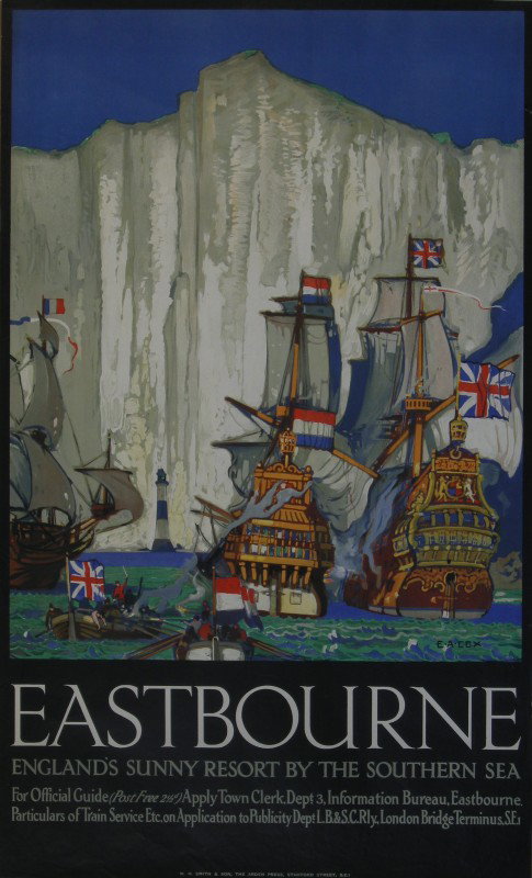 E A Cox (1876-1955) Eastbourne, original poster pr: E A Cox (1876-1955) Eastbourne, original poster printed for the LB &SCR by W H Smith c 1920 - 100 x 61 cm