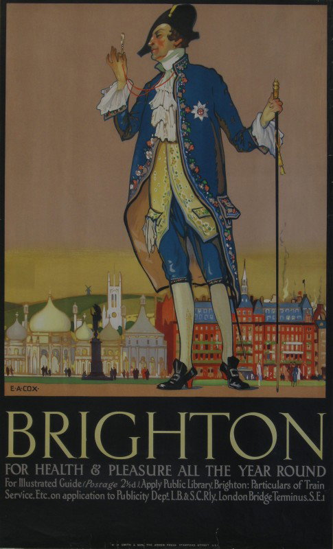 E A Cox (1876-1955) Brighton, original poster prin: E A Cox (1876-1955) Brighton, original poster printed for the LB &SCR by W H Smith c 1920 - 100 x 61 cm