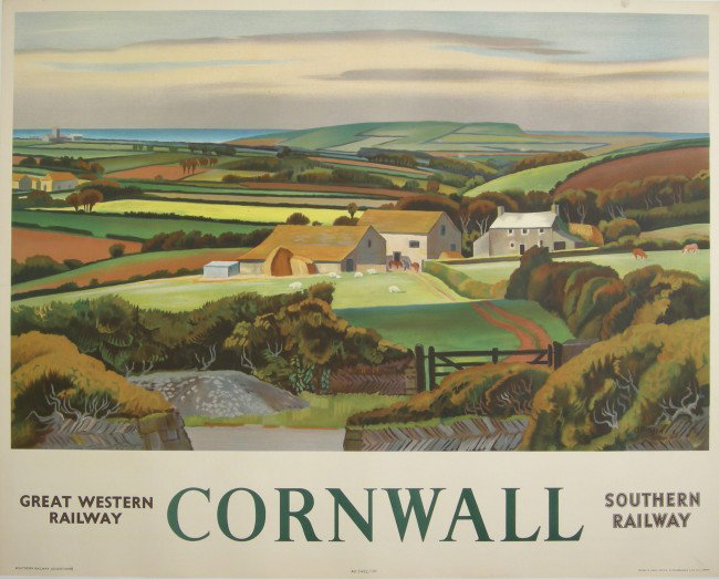 Allinson (Adrian Paul 1890-1959) Cornwall, origina: Allinson (Adrian Paul 1890-1959) Cornwall, original poster Ad 5492 printed for GWR SR by McCorquodale 1946 - 102 x 127 cm