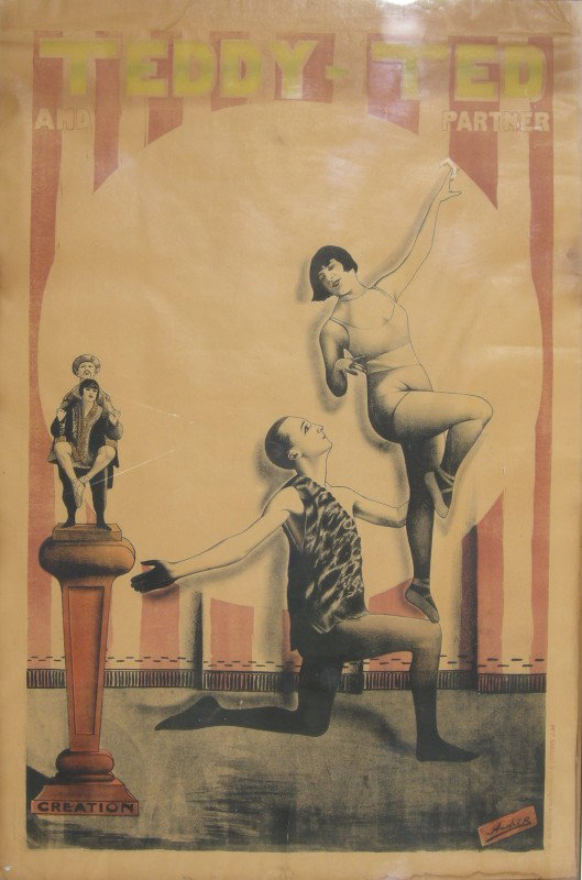 Andre B Teddy-Ted, Performing Artistes, original p: Andre B Teddy-Ted, Performing Artistes, original poster printed by Naboulet - 119 x 78 cm