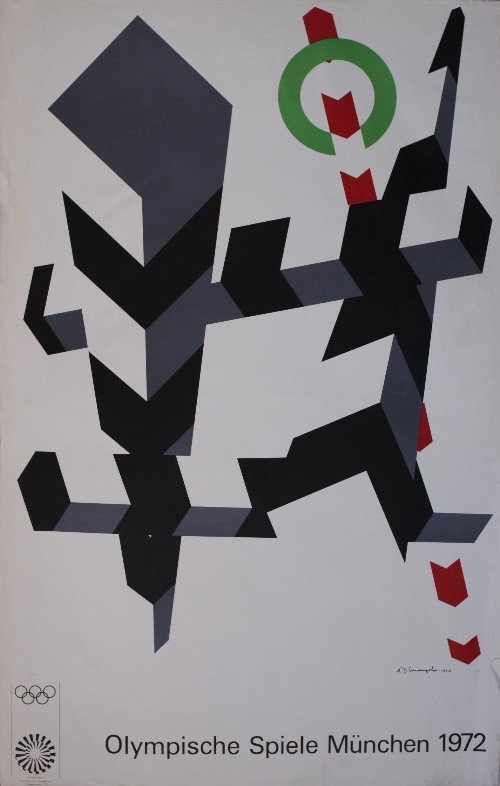 Horst Antes Olympische Spiele Munchen 1972, origina: Horst Antes Olympische Spiele Munchen 1972, original poster printed by Edition Olympia 1972 - 101 x 64 cm