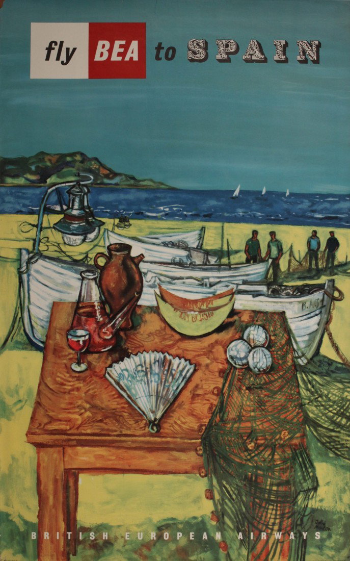 John Minton (1917-1957) Fly BEA to Spain, original: John Minton (1917-1957) Fly BEA to Spain, original poster printed by Charles & Read 1956 - 102 x 63 cm