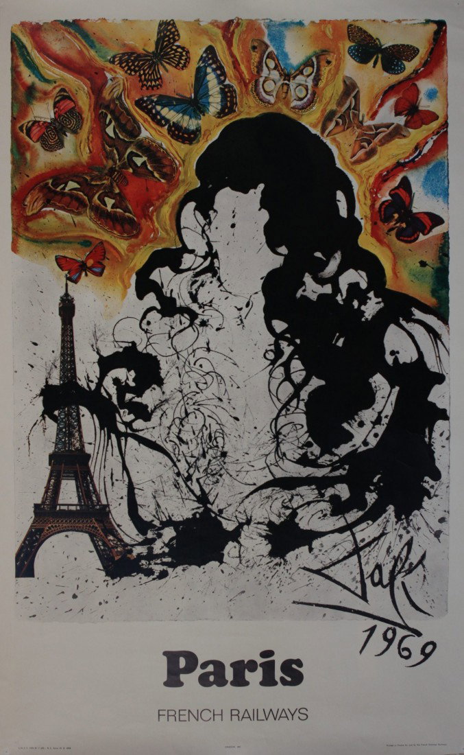 Salvador Dali (1904-1989) Paris, original poster p: Salvador Dali (1904-1989) Paris, original poster printed for SNCF by Draeger 1970 - 99 x 62 cm