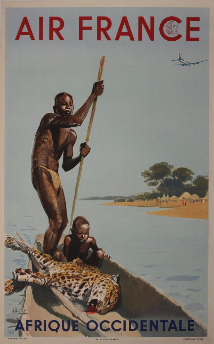 Albert Brenet Air France Afrique Occidentale, ori: Albert Brenet Air France Afrique Occidentale, original poster printed by Perceval 1949 - 100 x 62 cm