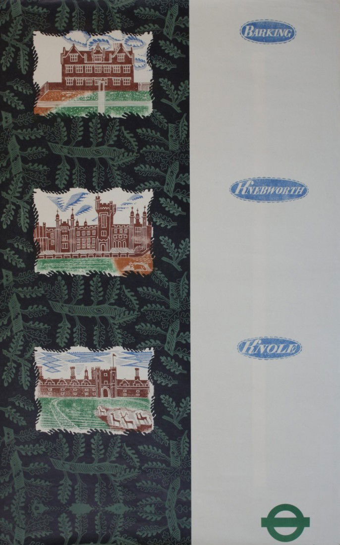 ED (Edward Bawden 1903-1989) Barking, Knebworth an: ED (Edward Bawden 1903-1989) Barking, Knebworth and Knole, original poster printed for London Transport by Curwen 1936 - 102 x 63 cm