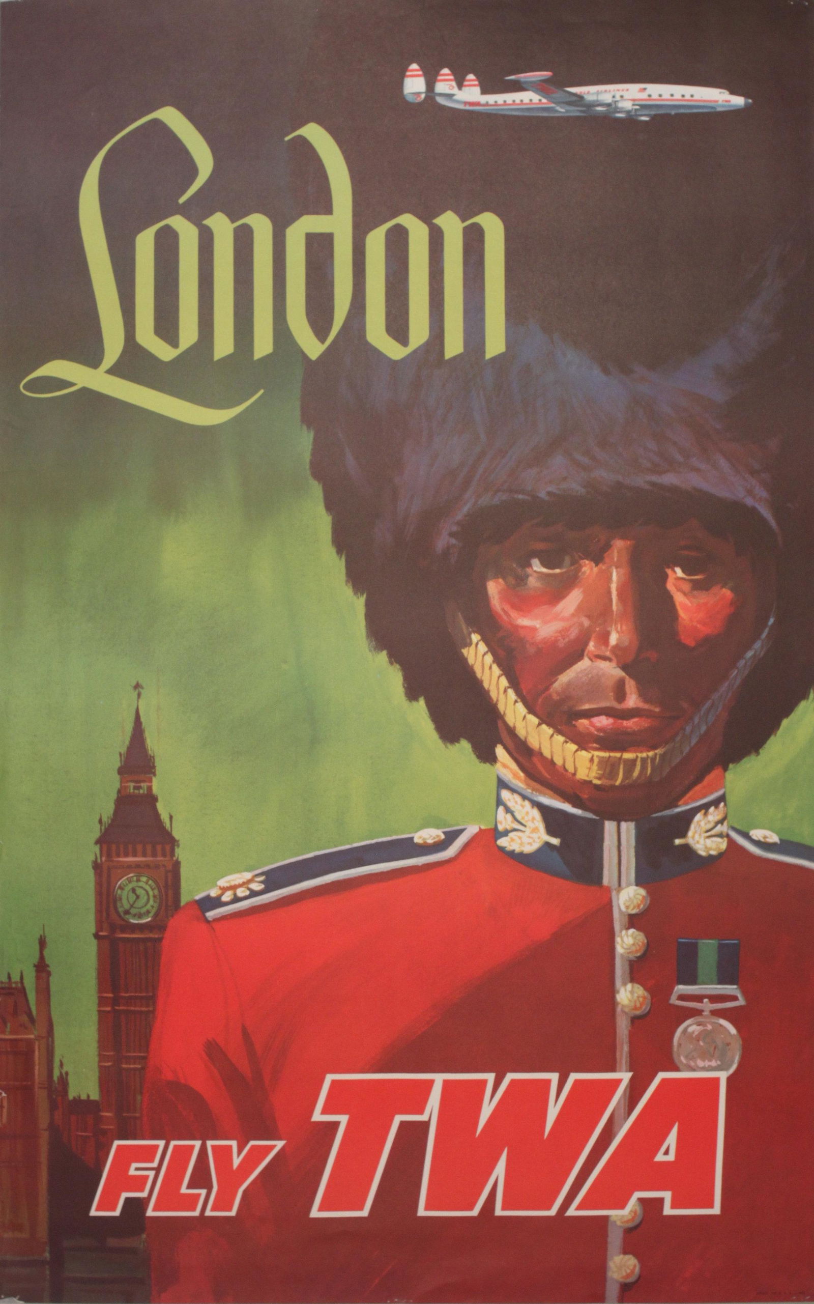 Anon London Fly TWA, original poster printed in USA c.1960 - 102 x 63 cm (1 of 1)