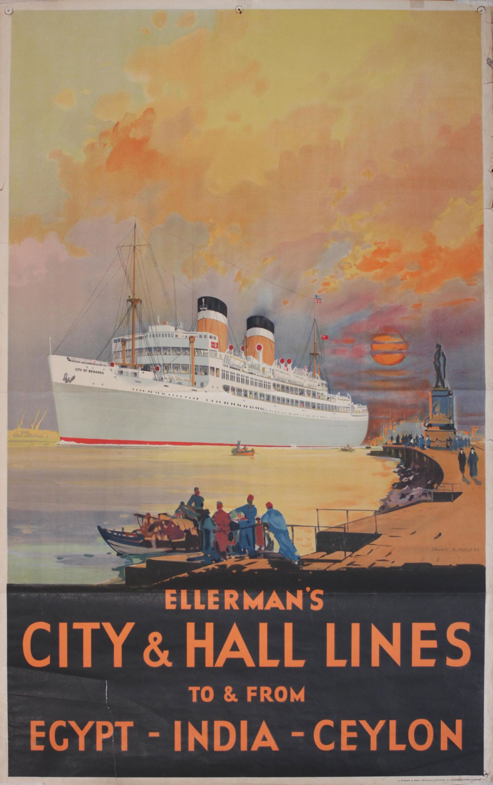 Frank Mason (1875-1965) SS City of Benares City and Hall Lines To & From Egypt India Ceylon, (Suez (1 of 1)