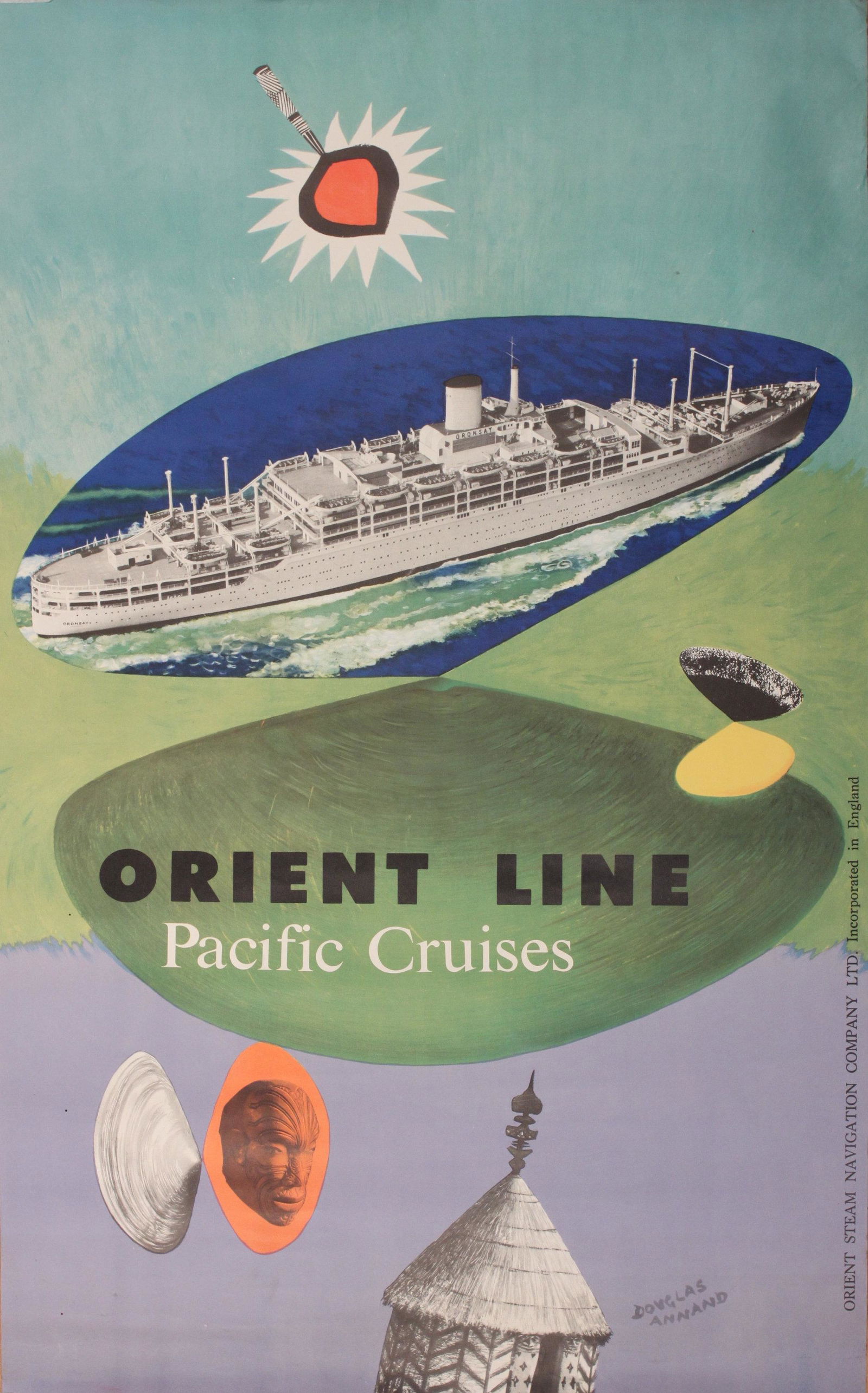 Douglas Annand Orient Line Pacific Cruises, original poster printed c. 1955 - 102 x 63 cm (1 of 1)