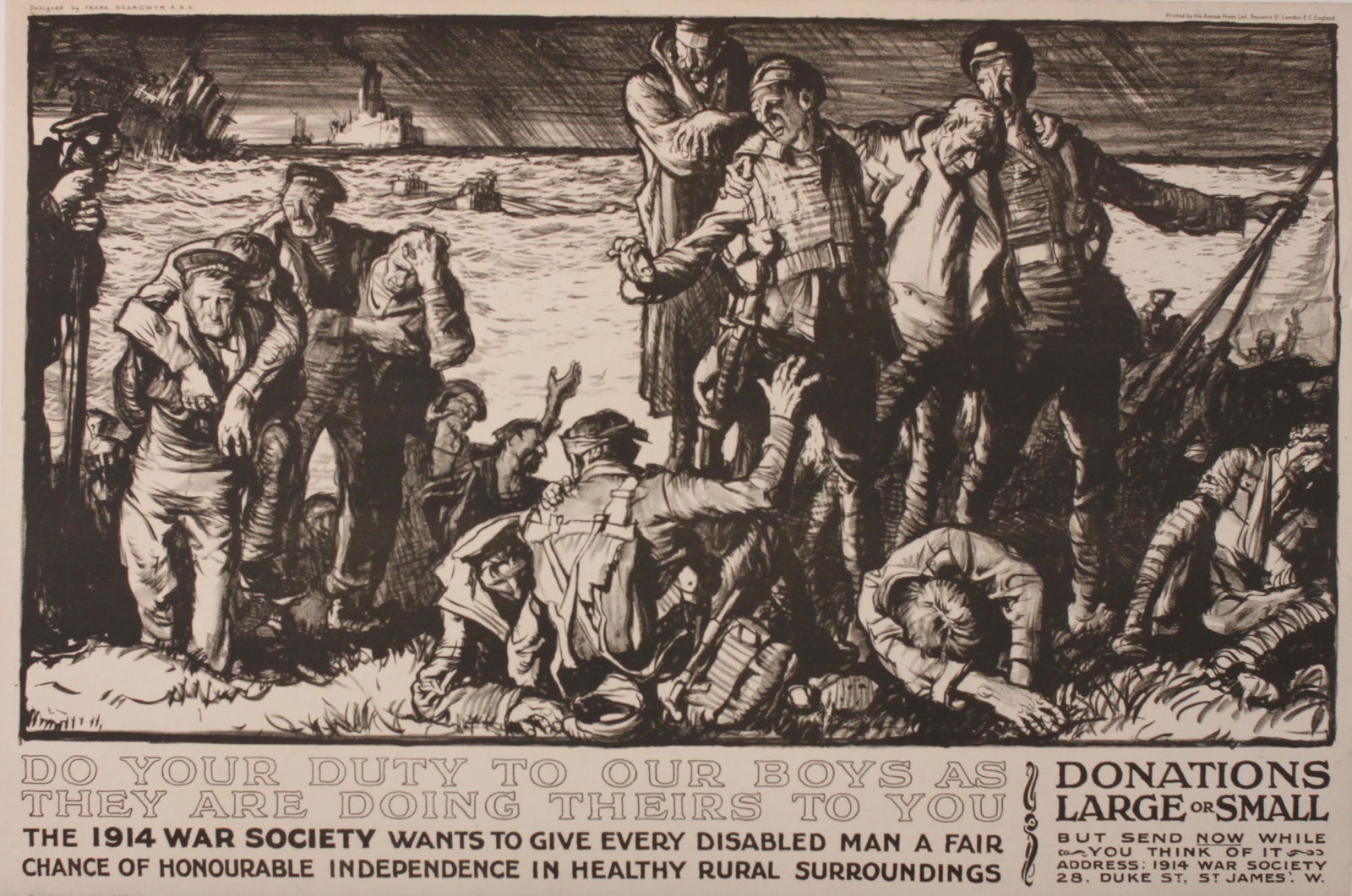 Frank Brangwyn (1867-1956) Do your duty to our boys, The 1914 War Society, original WW1 poster (1 of 1)