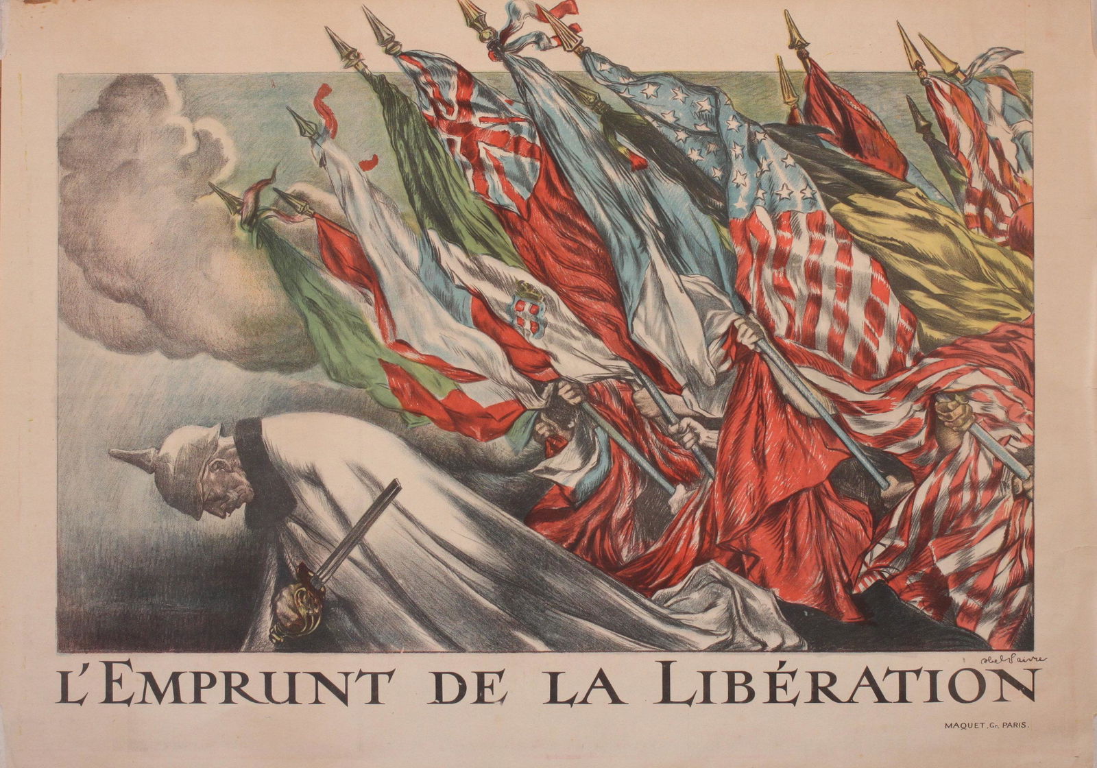Abel Faivre (1867-1945) L' Emprunt de la Liberation, original poster printed by Maquet 1918 - 80 x (1 of 1)