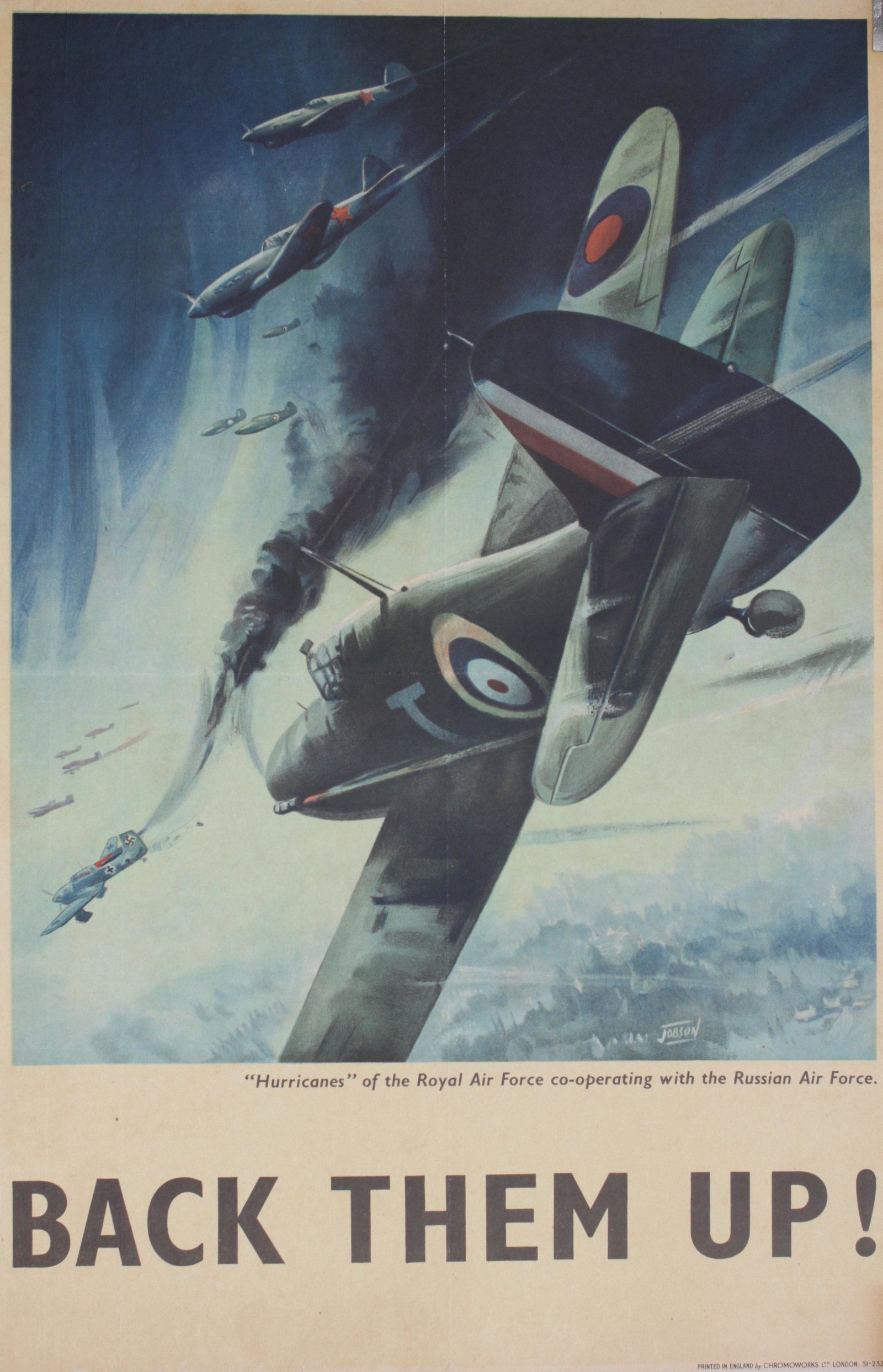 Jobson Back Them Up ! "Hurricanes... with the Russian Air Force", original WW2 poster printed for (1 of 1)