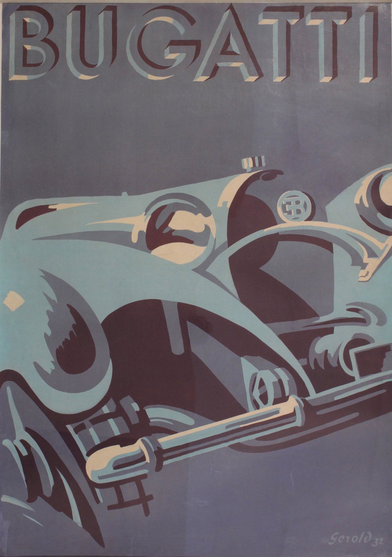 Gerold (Gerold Hunziker 1894-1980) Bugatti, original poster printed by A. Traub & Cie, Aarau 1932 - (1 of 1)