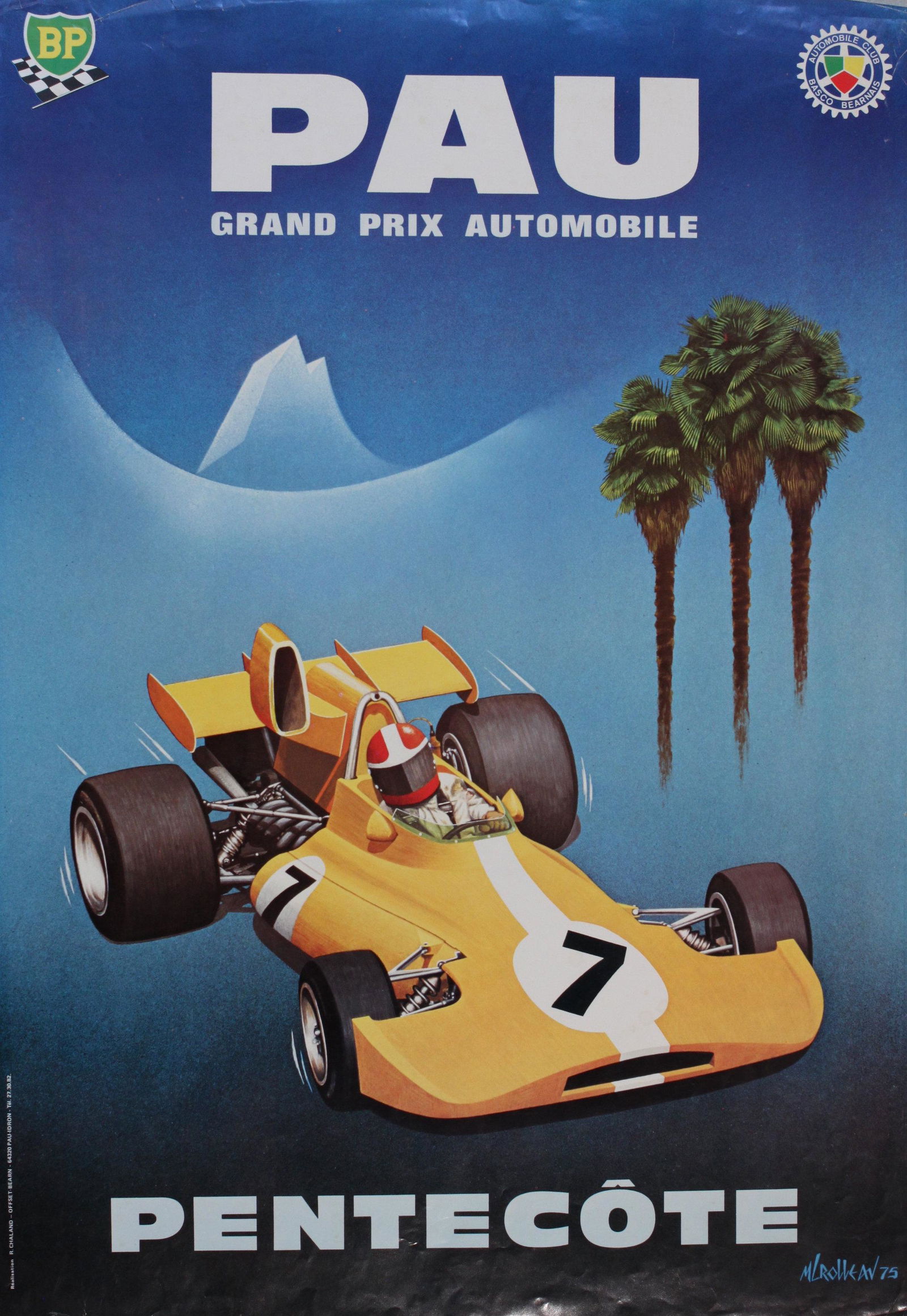Studio Gonzague Grand Prix de Pau 3.4.5 Mai, original poster printed c.1965 - 63 x 40 cm; another (1 of 1)