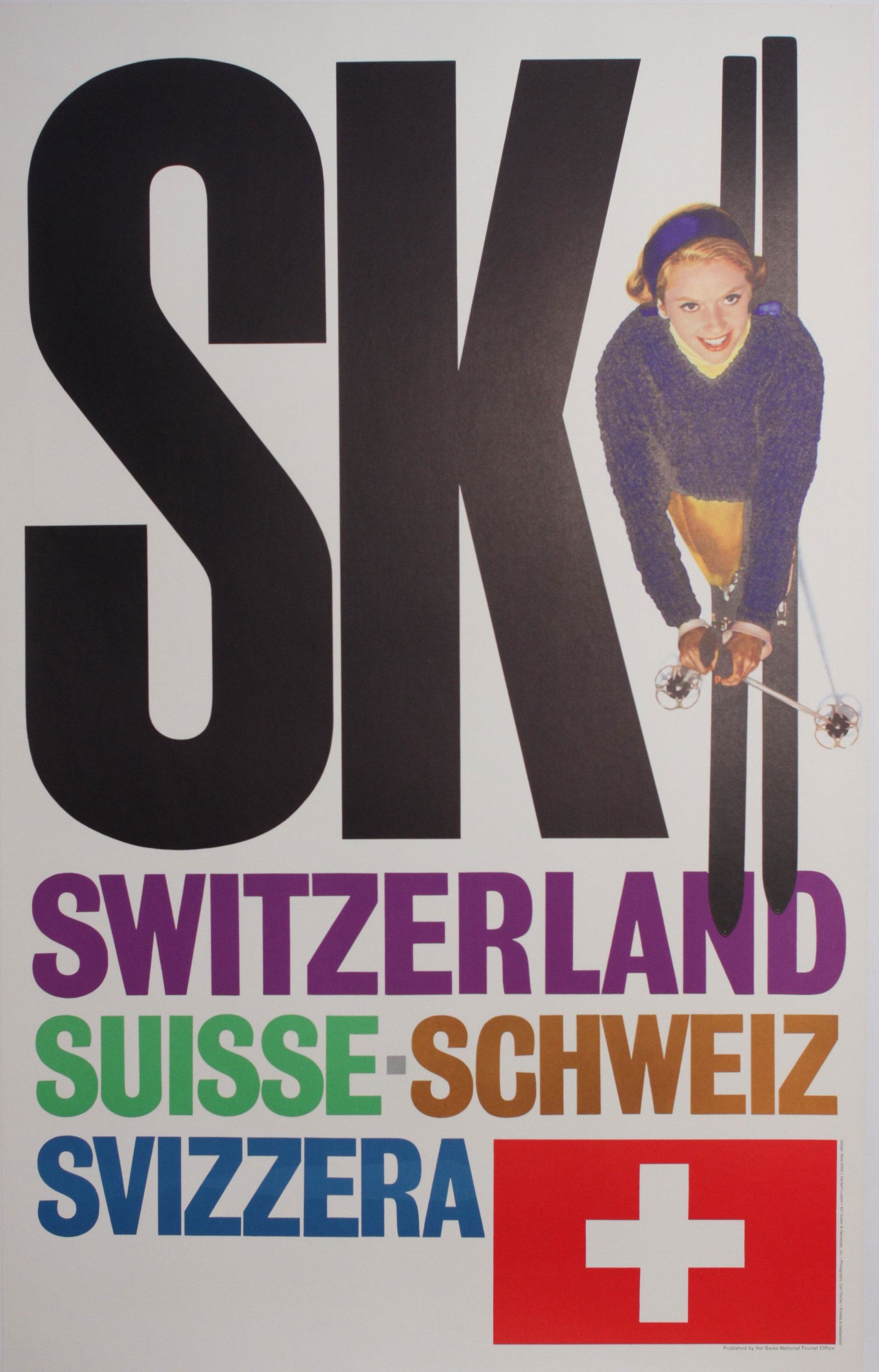 Rene Bittel and Herbert Lubalin Ski Switzerland, original poster printed for Swiss Tourist Office by (1 of 1)