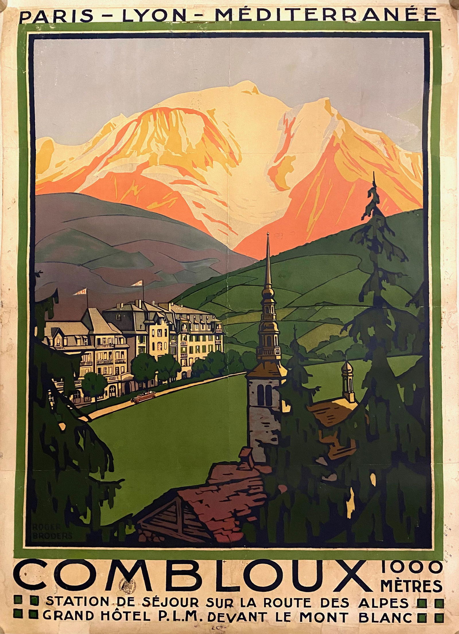 Roger Broders Paris - Lyon - MÃ©ditÃ©rannÃ©e - Combloux Lucien Serre & Cie, Paris 1925 -110x83cm: Roger Broders Paris - Lyon - MÃ©ditÃ©rannÃ©e - Combloux Lucien Serre & Cie, Paris 1925 -110x83cm