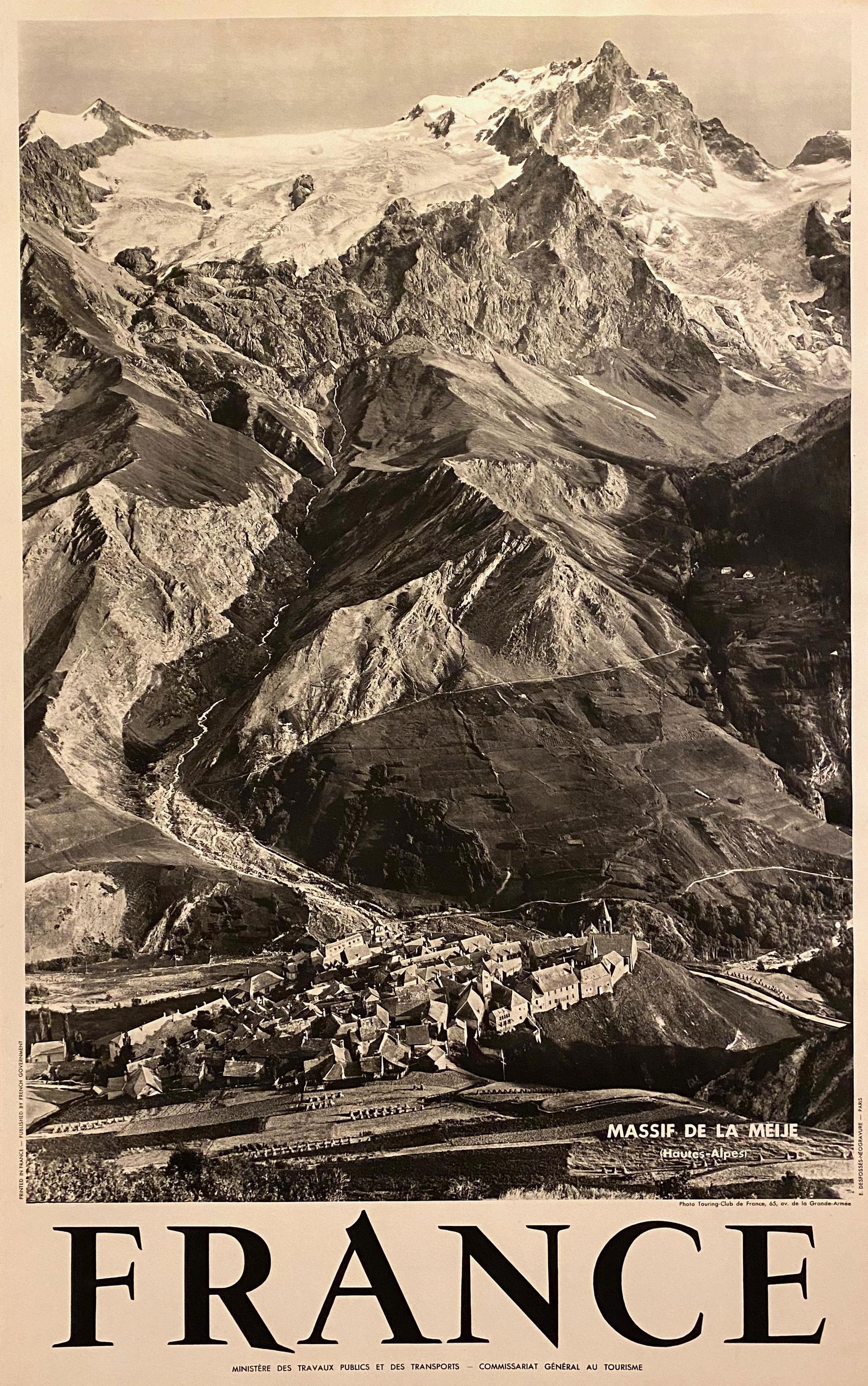 Anon France - Massif de la Meije - Hautes Alpes Imprimerie E. Desfosses, Paris 1947 -100x70cm (1 of 1)