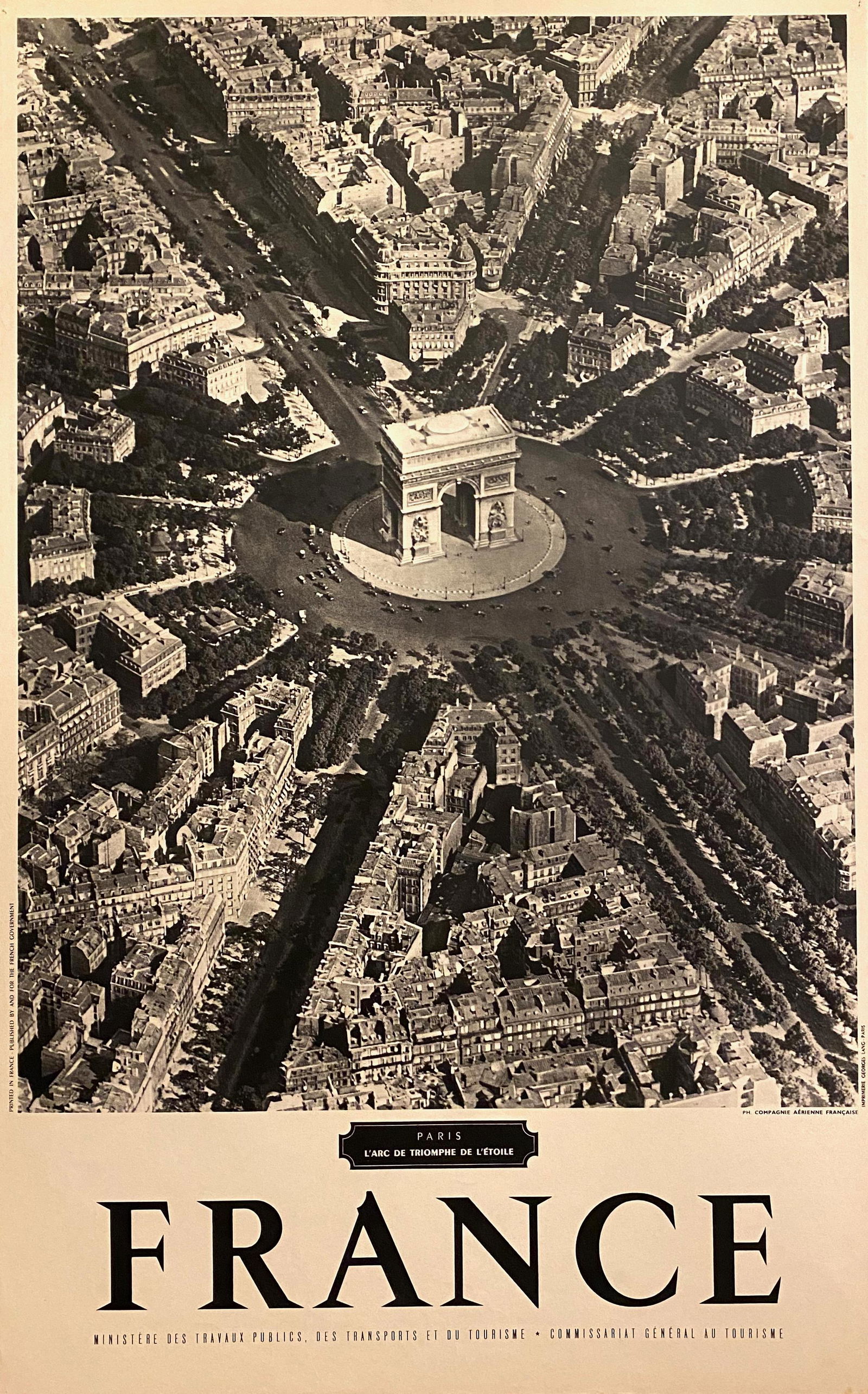 Anon L'arc de triomphe - Paris - France Imprimerie G. Lang, Paris 1949 -99x65cm (1 of 1)