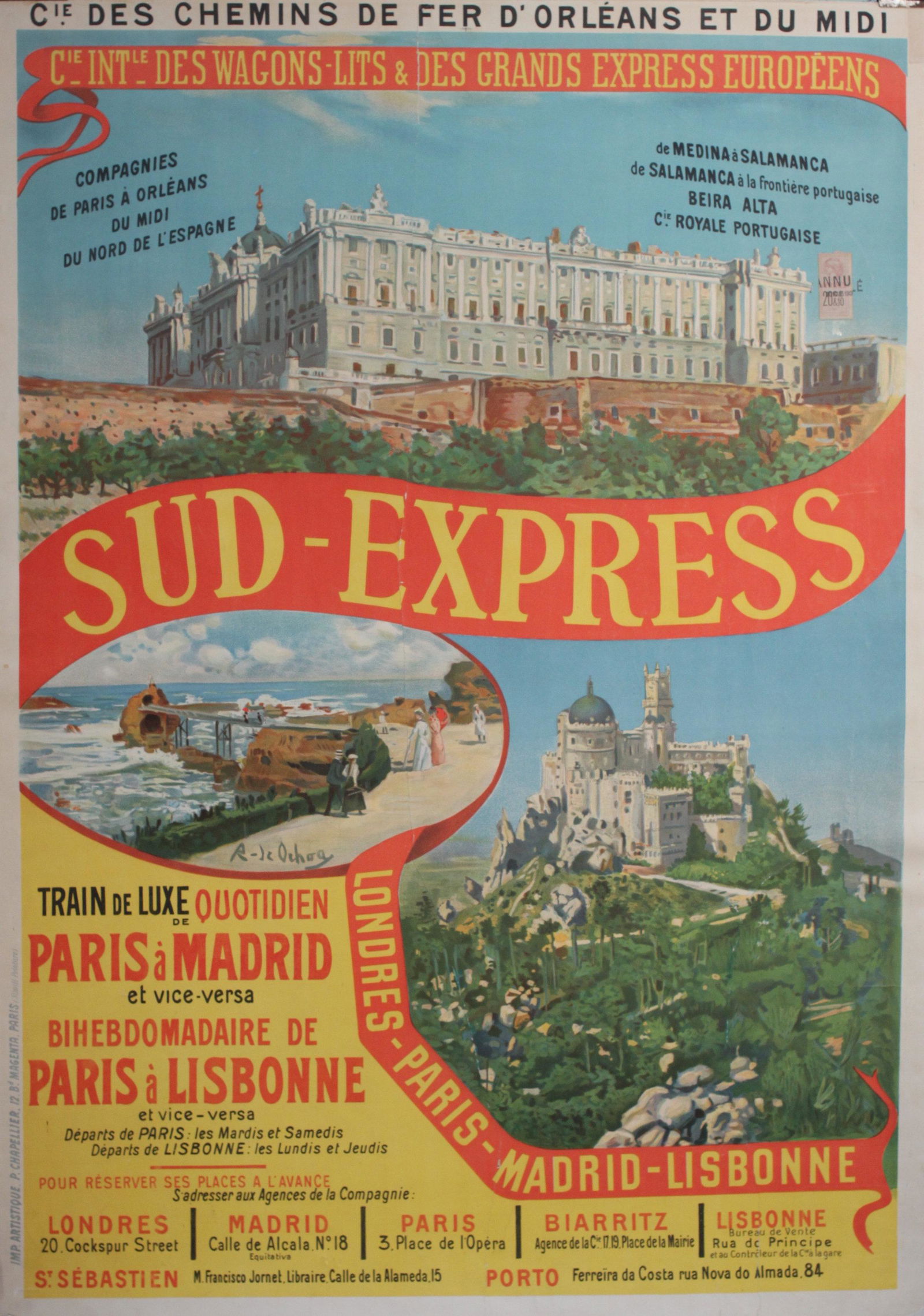 Rafael  de Ochoa y Madrazo (1858-1935) Sud-Express Train de Luxe Paris a Madrid... Cie Int Des (1 of 1)