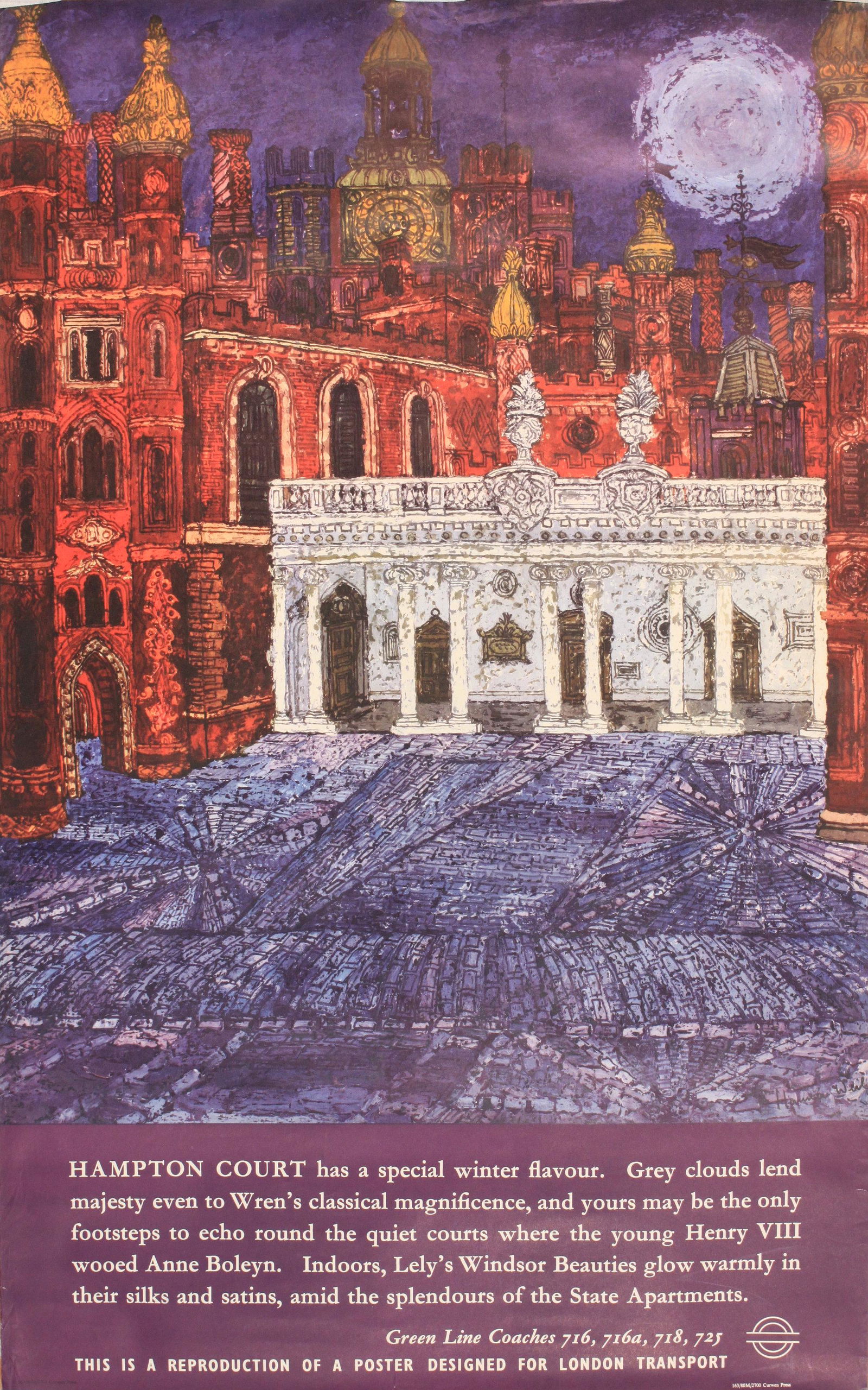 Hanna Weil (b,1921) Hampton Court, original poster printed for LT by Curwen 1963 - 102 x 63 cm (1 of 1)