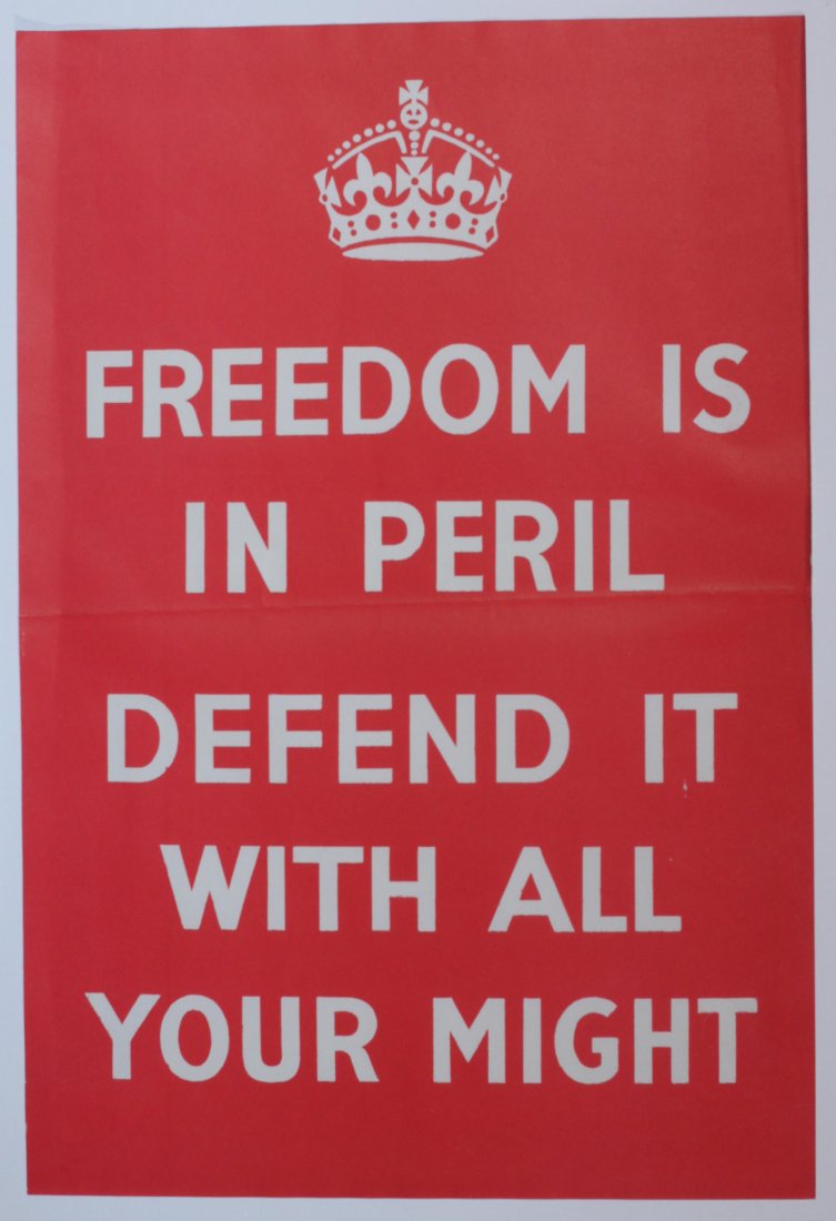 Freedom is in peril Defend it with all your might, original WW2 phoney war poster printed for HMSO 1 (1 of 1)