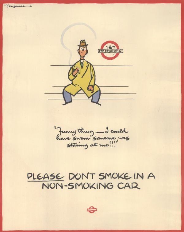 Fougasse (Kenneth Bird 1887-1965) Please Don't Smoke in a Non-Smoking Car, original WW2 poster print (1 of 1)