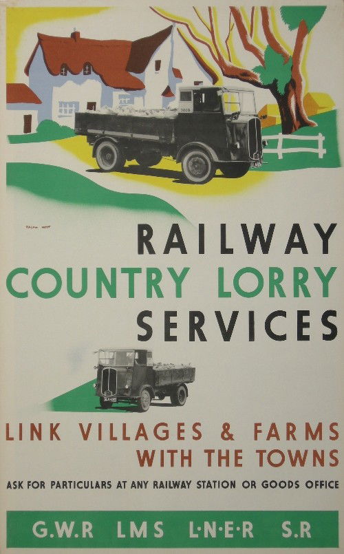 Ralph Mott (1888-1959) Railway Country Lorry Servic: Ralph Mott (1888-1959) Railway Country Lorry Services, original poster printed for GWR,LMS,LNER,SR - 102 x 63 cm