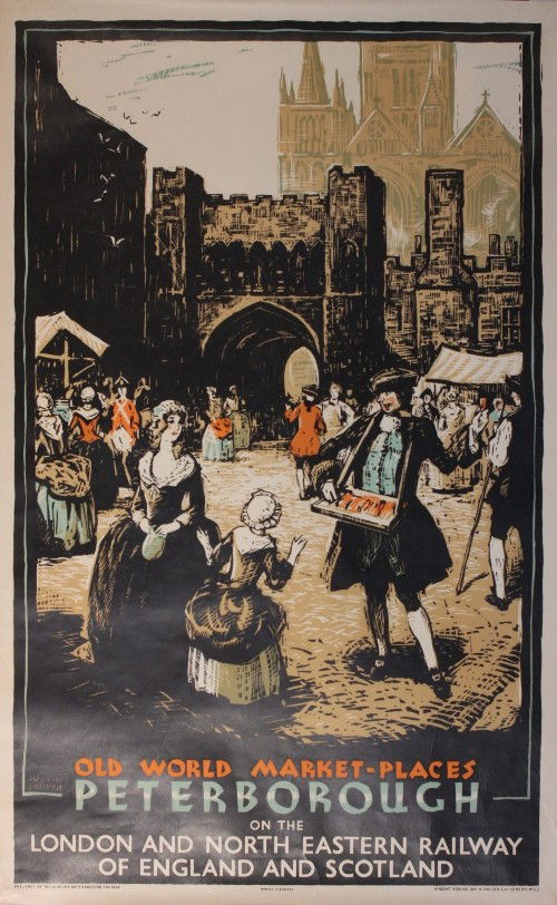 Austin Cooper Old World Markets, Peterborough, ori: Austin Cooper Old World Markets, Peterborough, original poster printed for LNER by Vincent Brooks Day - 102 x 63 cm