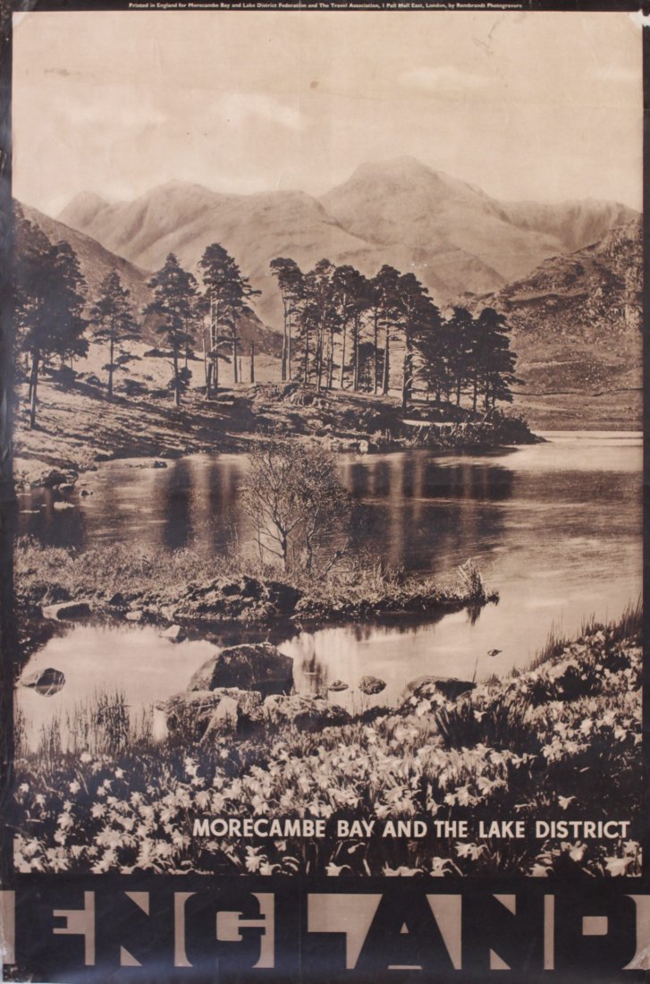 J Dixon-Scott photographer Morecambe Bay & Lake Di: J Dixon-Scott photographer Morecambe Bay & Lake District - England, original photogravure poster printed for Travel Association by Rembrandt c. 1935 - 76 x 51 cm