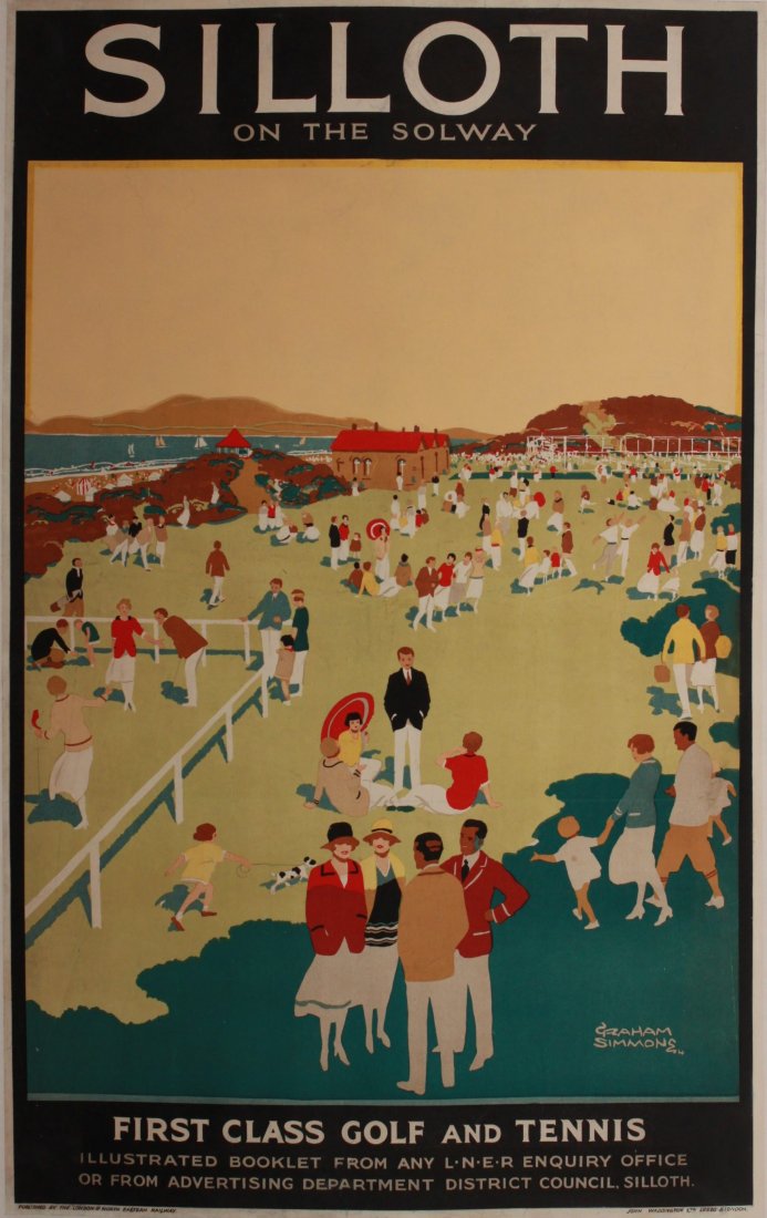 Graham Simmons ( fl. 1920's) Silloth on the Solway: Graham Simmons ( fl. 1920's) Silloth on the Solway First Class Golf and Tennis, original poster printed for LNER by Waddington 1924 - 102 x 64 cm