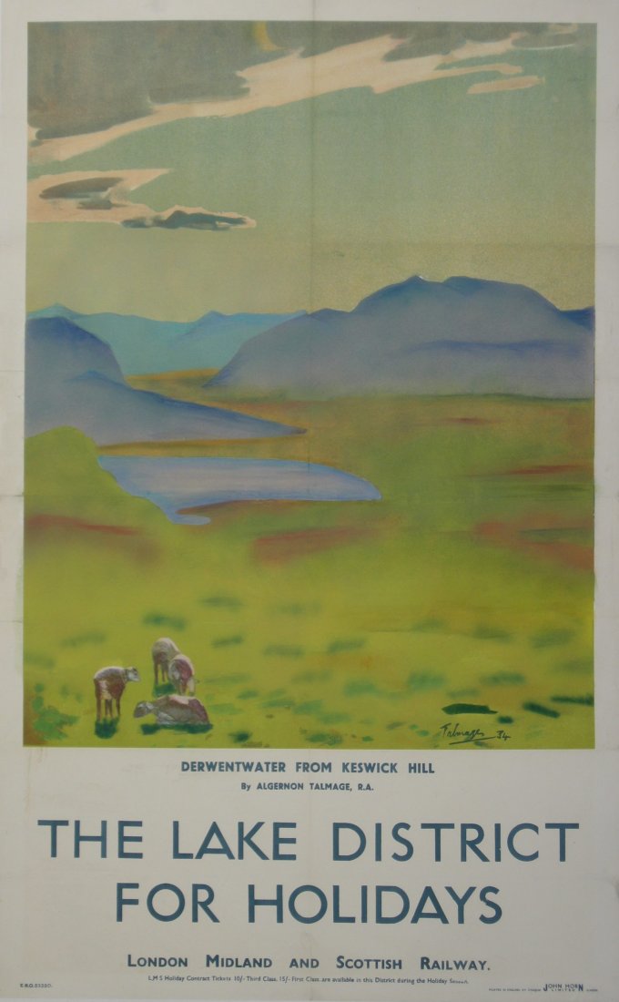 Algernon Talmadge (1871-1939) The Lake District fo: Algernon Talmadge (1871-1939) The Lake District for Holidays, Derwent from Keswick Hill, original poster printed for LMS by John Horn 1934 - 102 x 63 cm