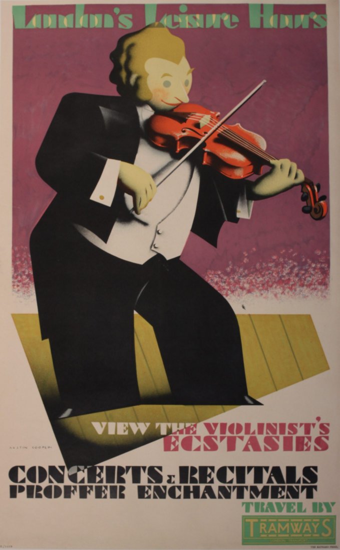 Austin Cooper (1890-1964) Concerts & Recitals Prof: Austin Cooper (1890-1964) Concerts & Recitals Proffer Enchantment, London's Leisure Hours, original poster printed for LT (General) by Baynard 1933 - 102 x 63 cm