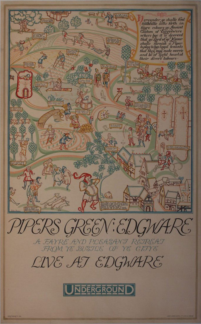 John Dixon Pipers Green Edgware, original poster p: John Dixon Pipers Green Edgware, original poster printed for London Transport by John Waddington 1928 -102 x 63 cm