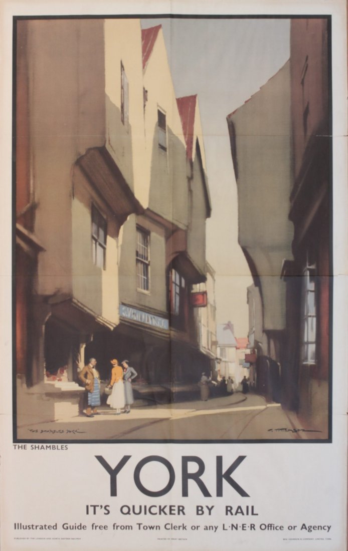 Harry Tittensor (1887-1942) York The Shambles, ori: Harry Tittensor (1887-1942) York The Shambles, original poster printed for LNER by Ben Johnson - 102 x 63 cm