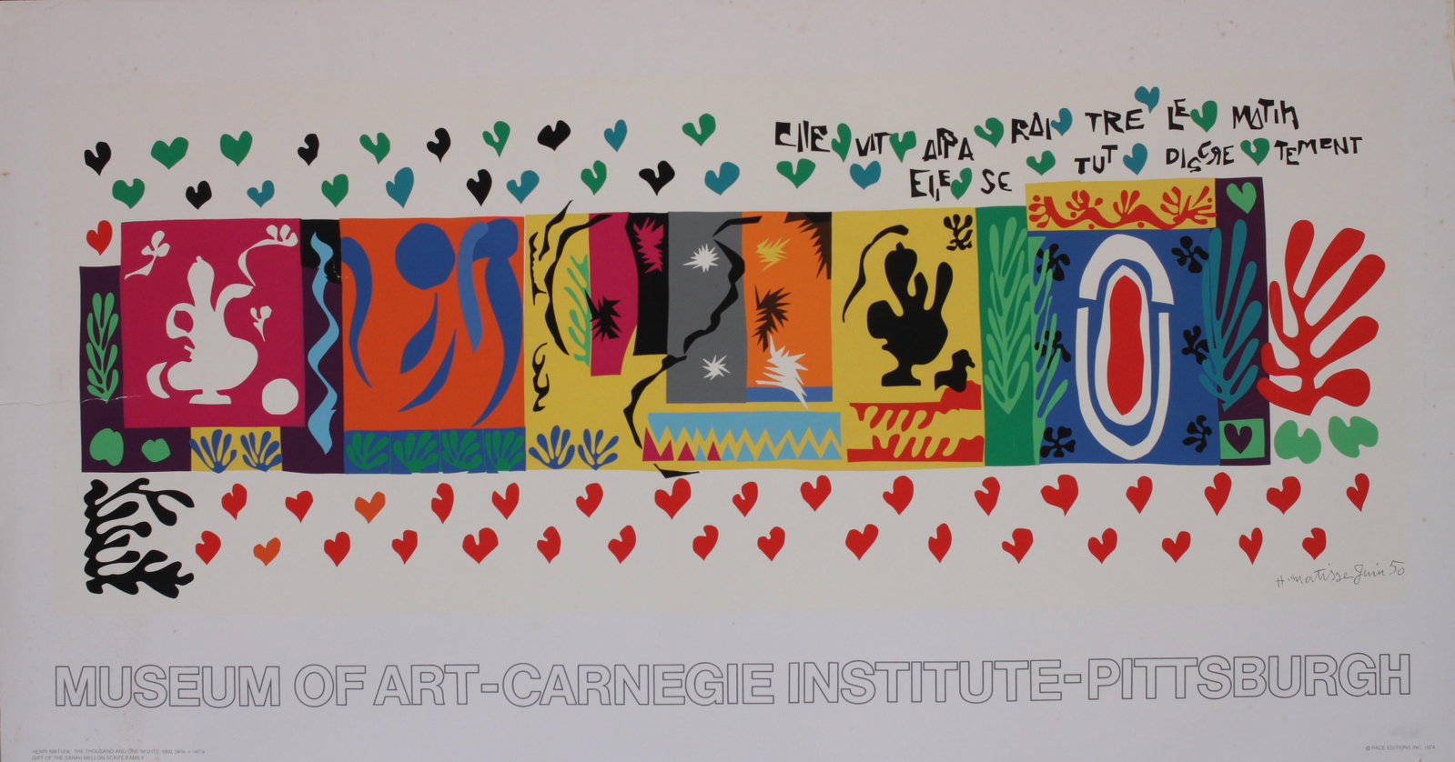 Vintage Poster: After Henri Matisse The Thousand and One Nights 1950, a poster for the Exhibition at the Museum of Art Carnegie Institute, printed by Pace Editions 1974 - 72 x 134 cm