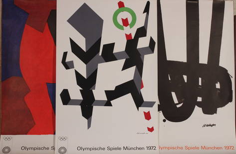 Vintage Poster: Serge Poliakoff, Allan D'Arcangelo and Pierre Soulages Olympische Spiele Munchen 1972, three original posters printed 1970 - 1972 - 101 x 64 cm (3)