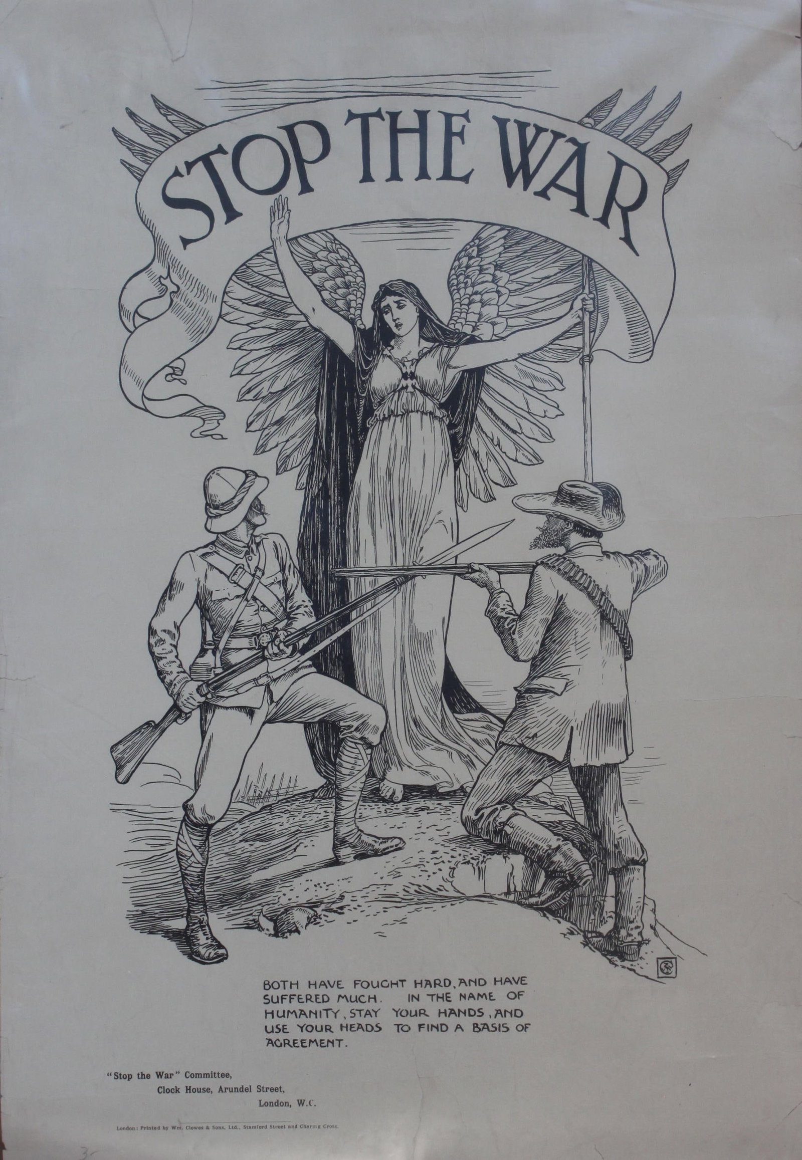 Vintage Poster: Anon Stop The War (Boer) , original poster printed for "Stop the War" Committee by WM. Clowes c. 1899 - 56 x 38 cm