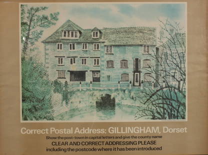 Vintage Poster: David Gentleman (b. 1930) Town Mills Gillingham Dorset, original poster PL1026 printed for the GPO c. 1960 - 70 x 92 cm