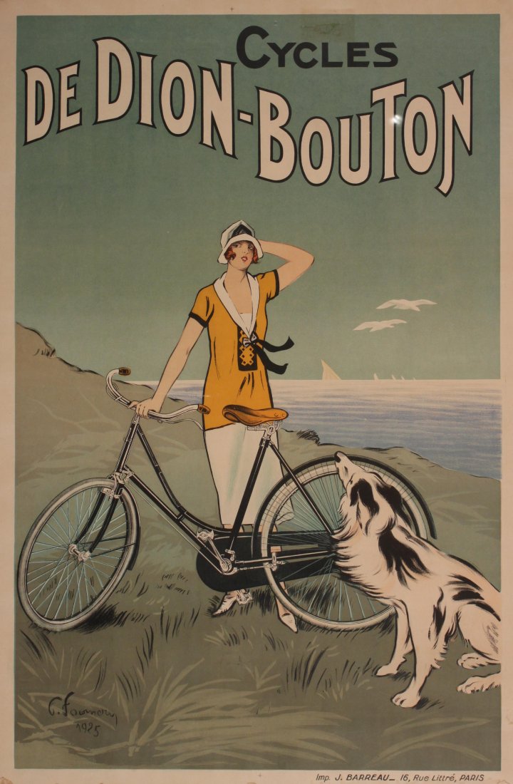 Vintage Poster: Felix Fournery Cycles De Dion-Bouton, original poster printed by J Barreau Paris 1925 - 120 x 80 cm
