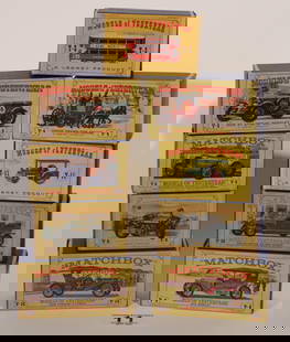 Matchbox Lesney Models of Yesteryear boxed group of 9 comprising Y-3 to Y-6, Y-9, Y-11 to Y-12, and: Matchbox Lesney Models of Yesteryear boxed group of 9 comprising Y-3 to Y-6, Y-9, Y-11 to Y-12, and Y-15, all mint with crisp boxes some priced (9) The Dallimore Collection